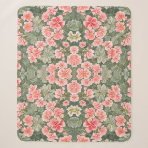 Couverture Sherpa Fleurs de géranium à motifs floraux invisibles