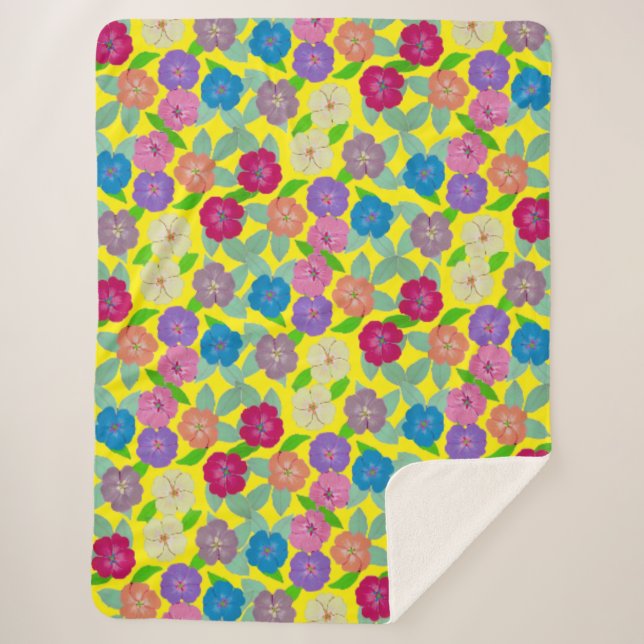 Couverture Sherpa Fleurs de géranium Lance (Devant)