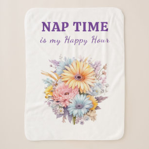 Couverture Sherpa Fleurs de l'heureuse heure de la sieste blanches v