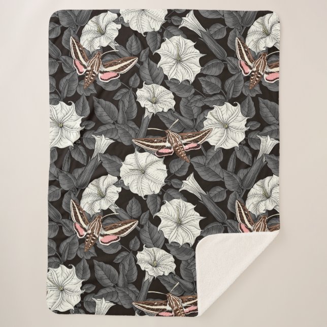 Couverture Sherpa Fleurs de lune et sphinx Moths 2 (Devant)