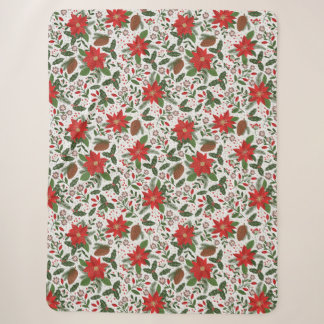 Couverture Sherpa Fleurs de Noël