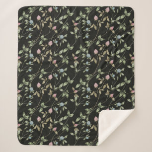 Couverture Sherpa Fleurs de prairie trèfle imprimés maison de campag