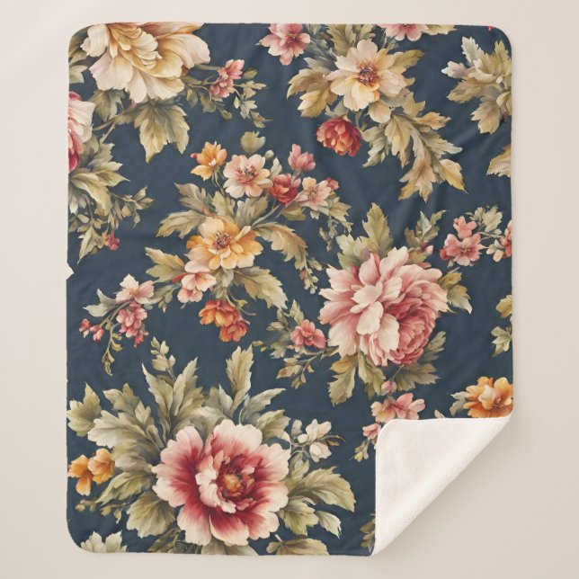 Couverture Sherpa Fleurs De Printemps Élégantes. Peinture (Devant)