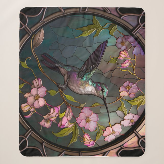 Couverture Sherpa Fleurs de printemps Motifs en verre lisse (Devant)