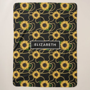 Couverture Sherpa Fleurs de soleil jaunes élégantes Motif élégant su