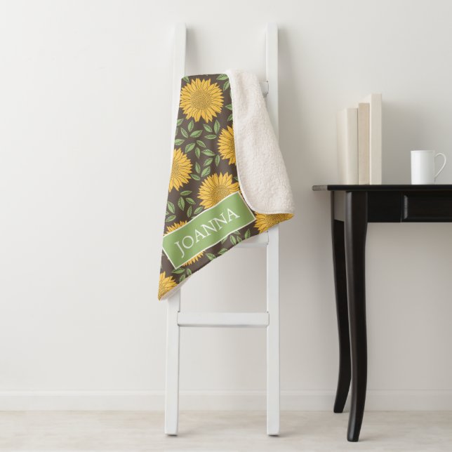 Couverture Sherpa Fleurs de soleil rustiques brillantes Personnalisé (En situation)