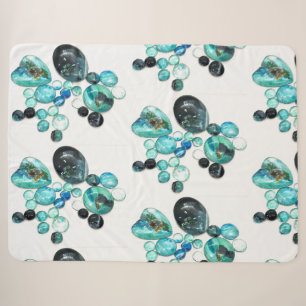 Couverture Sherpa Fleurs de verre de mer et bling