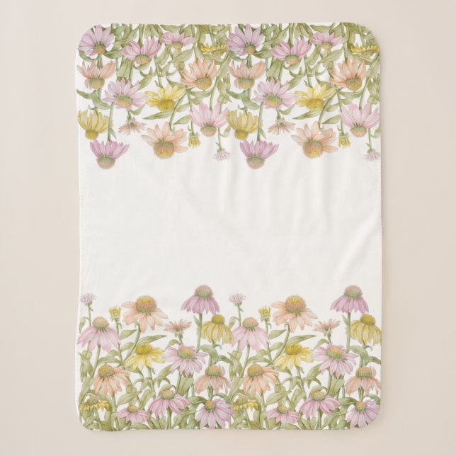 Couverture Sherpa Fleurs Florales Botaniques Aquarelle Petite (Devant)