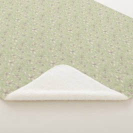 Couverture Sherpa Fleurs jetées sur vert olive - motif sans soudure.