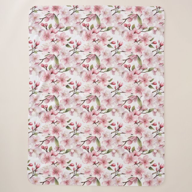 Couverture Sherpa Fleurs jolies roses de cerisier en fleurs (Devant)