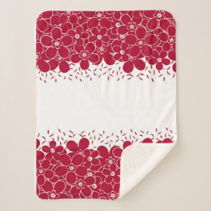 Couverture Sherpa Fleurs rouges marguerites sur arrière - plan blanc