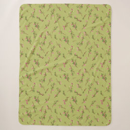 Couverture Sherpa Fleurs sauvages floraux jetés sur Chartreuse Green