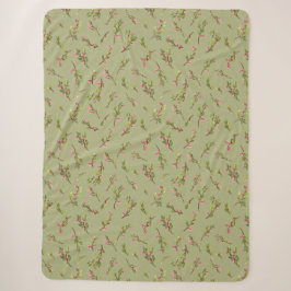 Couverture Sherpa Fleurs sauvages floraux jetés sur Pistachio Green