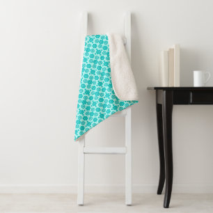Couverture Sherpa Fleurs simples perle et beignets Spearmint blanc