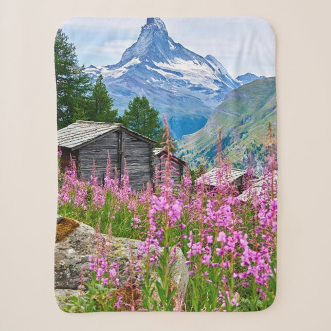 Couverture Sherpa Fleurs | Summer Matterhorn Suisse (Devant)
