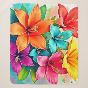 Couverture Sherpa Fleurs Vibrantes : Magie Florale Tropicale Design