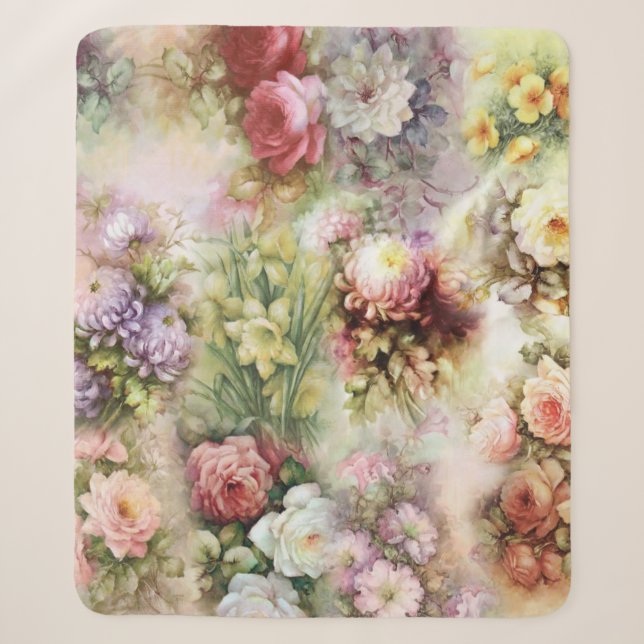 Couverture Sherpa Fleurs vintages (Devant)