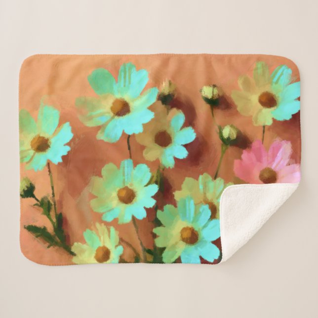 Couverture Sherpa Fleurs Zinnia Elegans (Devant (Horizontal))