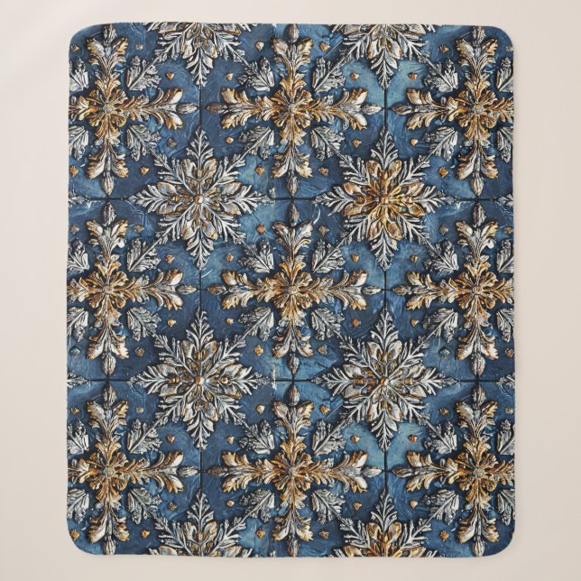 Couverture Sherpa flocons de neige 3d (Devant)