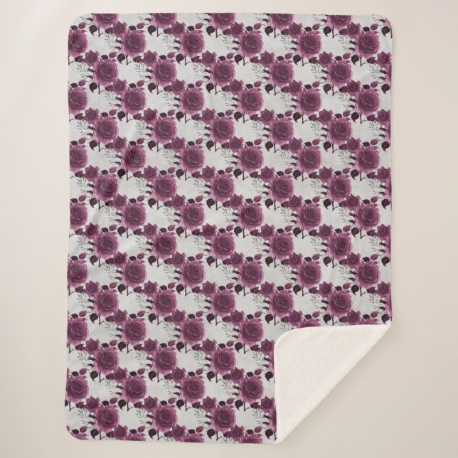 Couverture Sherpa Floral argenté de Bourgogne (Devant)