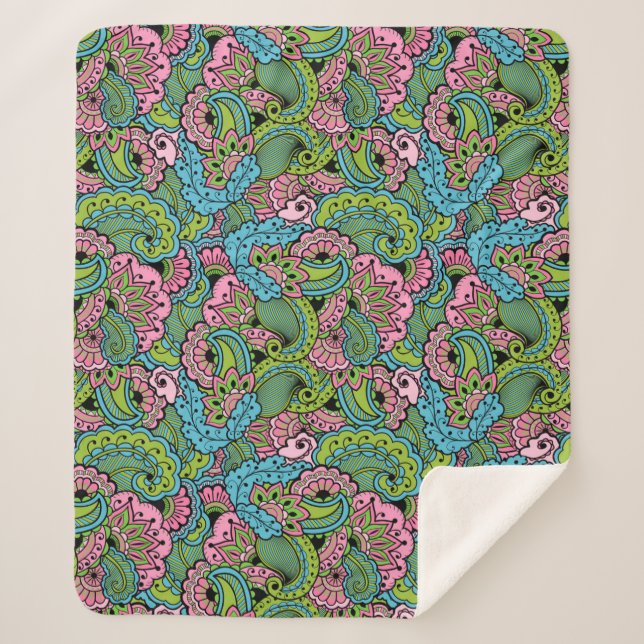 Couverture Sherpa Floral décoratif (Devant)