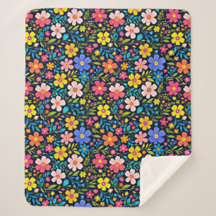 Couverture Sherpa Floral Digital Peinture Fleurs Motif-38875