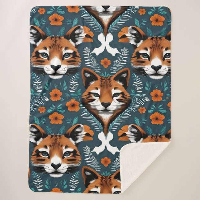 Couverture Sherpa "Floral Fox Mirage" (Devant)