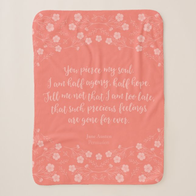 Couverture Sherpa Floral Jane Austen Persuasion Lettre d'amour Citat (Devant)