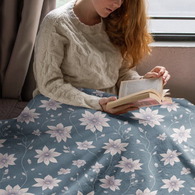 Couverture Sherpa Floral Pattern on Teal Background (Créateur téléchargé)