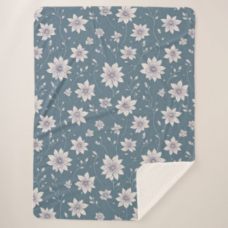 Couverture Sherpa Floral Pattern on Teal Background