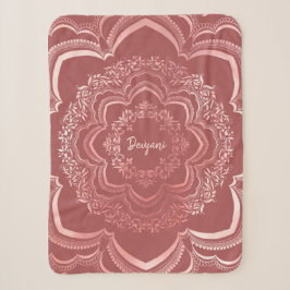 Couverture Sherpa Floral Pink Mandala on a Pink Background