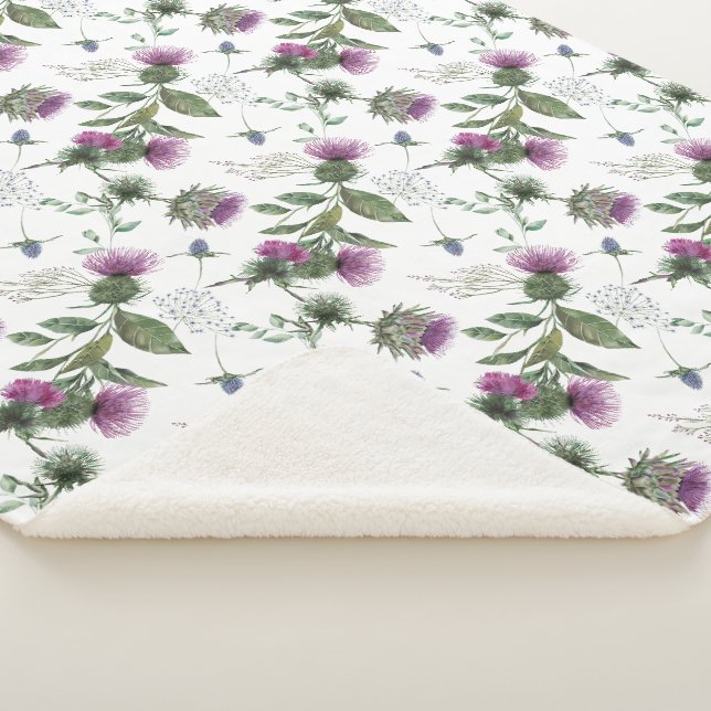 Couverture Sherpa Floral Scottish Thistle Motif (3/4)