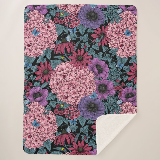 Couverture Sherpa Floraux de jardin gras (Devant)