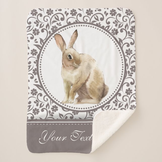 Couverture Sherpa Flore de lapin de Pâques personnalisée (Devant)