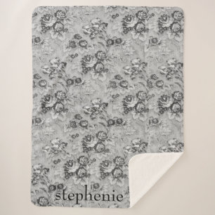Couverture Sherpa Flore légère et grise foncée personnalisée