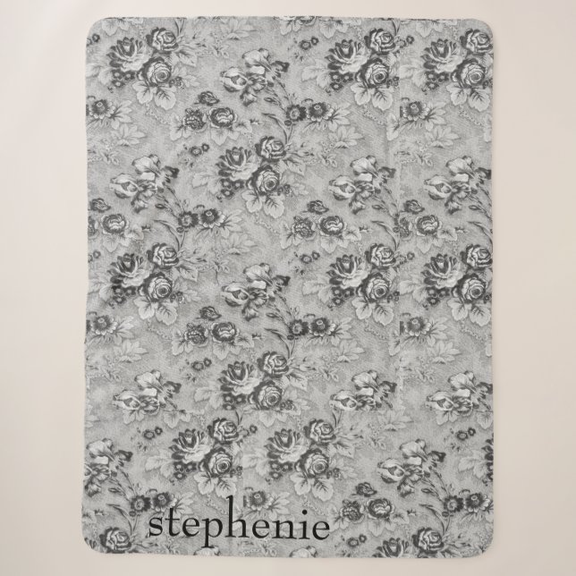 Couverture Sherpa Flore légère et grise foncée personnalisée (Devant)