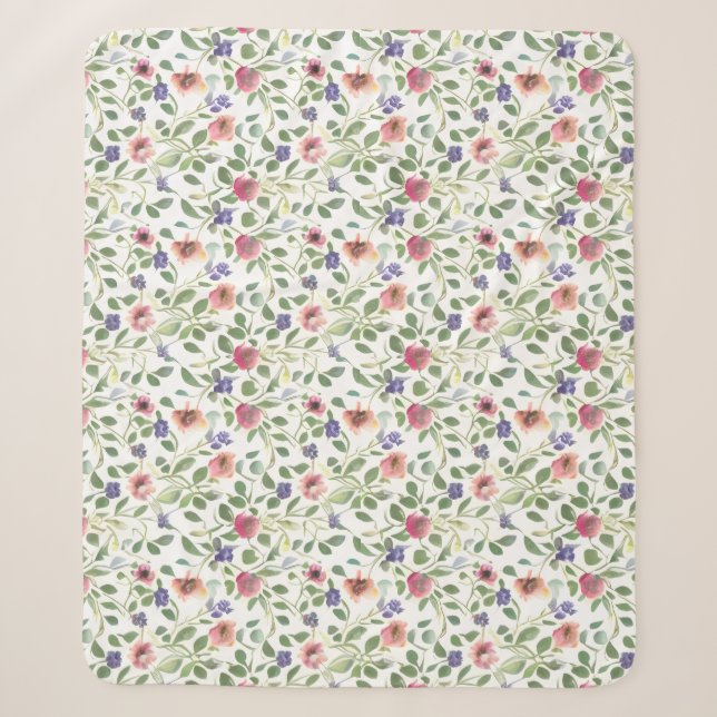 Couverture Sherpa Flore Modèle Héliotrope Fleurs (Devant)