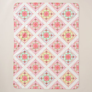 Couverture Sherpa Flore très élégante en carreaux de diamant Motif
