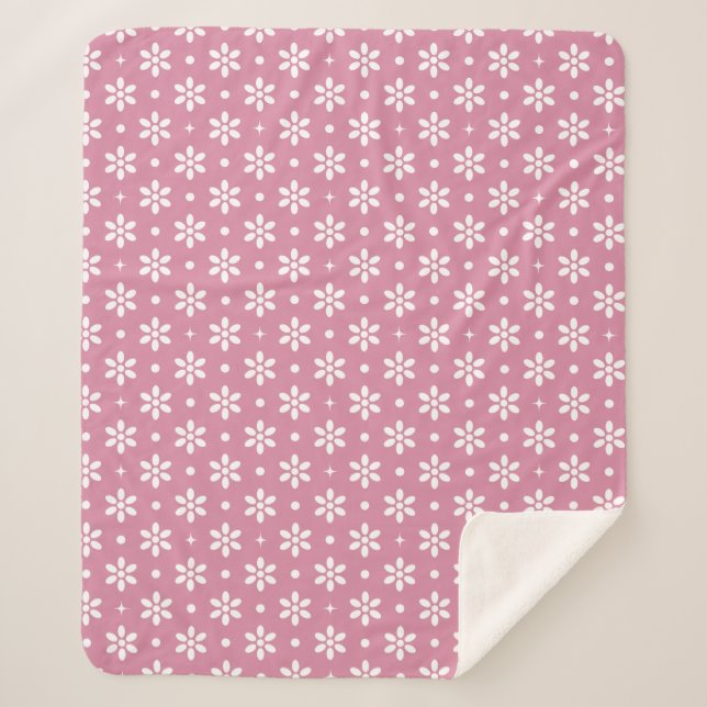 Couverture Sherpa Flowers, Dots & Sparkles-Magenta (Devant)