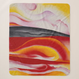 Couverture Sherpa Flux rouge, jaune et noir | Georgia O'Keeffe |
