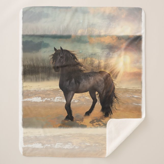 Couverture Sherpa Foggy Friesian Matin (Devant)