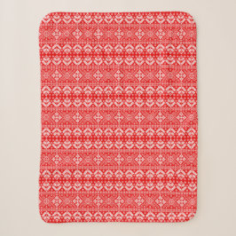 Couverture Sherpa Foire de Noël rouge et blanc Motif Isle