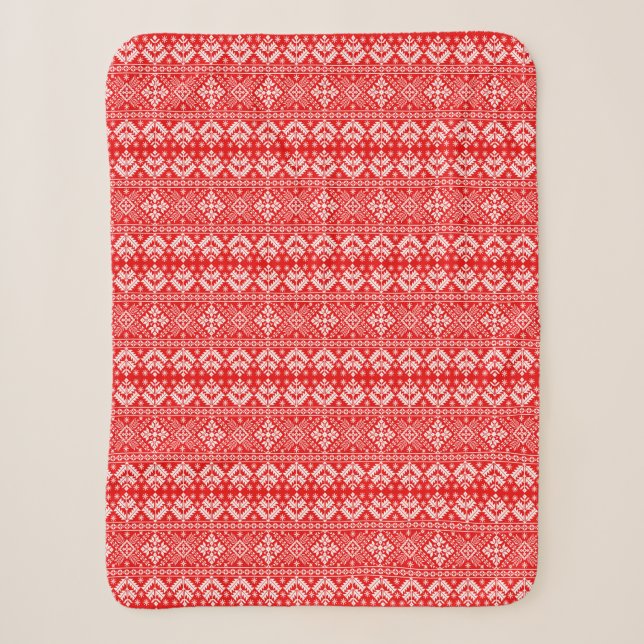 Couverture Sherpa Foire de Noël rouge et blanc Motif Isle (Devant)