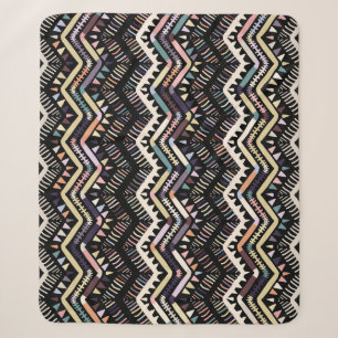 Couverture Sherpa folklore géométrique d'Ikat, motif aztèque tribal.