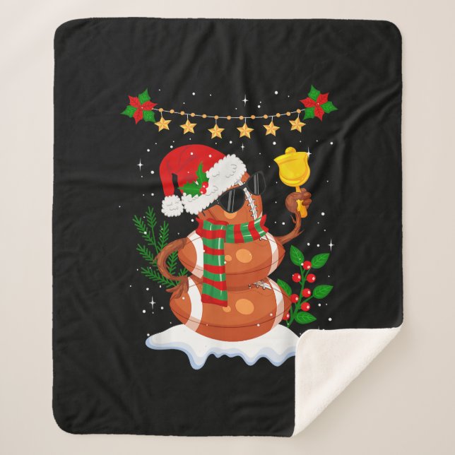 Couverture Sherpa Football Snowman Santa Hat Joyeux Noël (Devant)