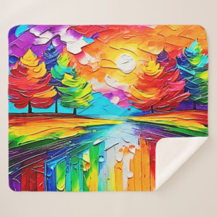 Couverture Sherpa Forêt arc-en-ciel de rêves au coucher du soleil