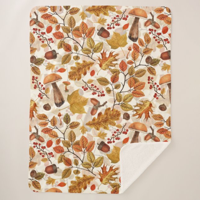 Couverture Sherpa Forêt automnale sur blanc (Devant)