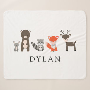 Couverture Sherpa Forêt boisée Animaux Baby Blanket Kawaii Cute