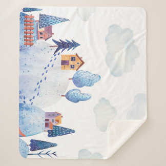 Couverture Sherpa Forêt d'aquarelle : Illustration du paysage idylli