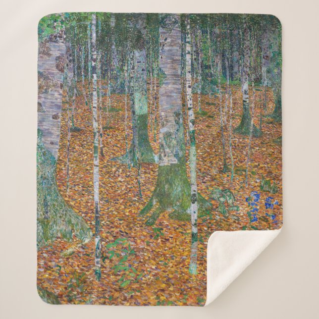 Couverture Sherpa Forêt de Birch | Gustav Klimt | (Devant)
